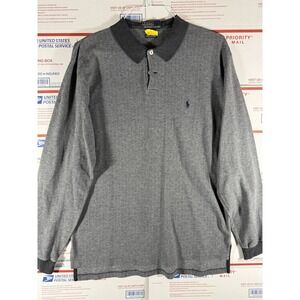 Polo Ralph Lauren Shirt Mens Large Gray Polo Pullover Long Sleeve Prima Cotton